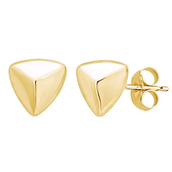 AFFY Puffed Triangle Stud Earrings 14k Solid Yellow Gold