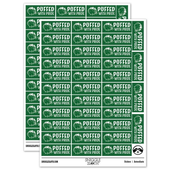Puffed with Pride Pufferfish Teacher Student School Sticker Set - Dark Green - Matte Finish - 1.5" Small