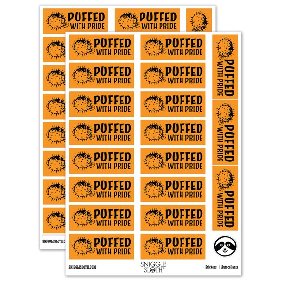 Puffed with Pride Pufferfish Teacher Student School Sticker Set - Orange - Gloss Finish - 2.00" Large