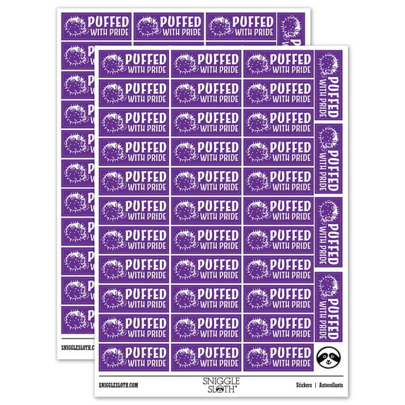 Puffed with Pride Pufferfish Teacher Student School Sticker Set - Purple - Gloss Finish - 1.5" Small
