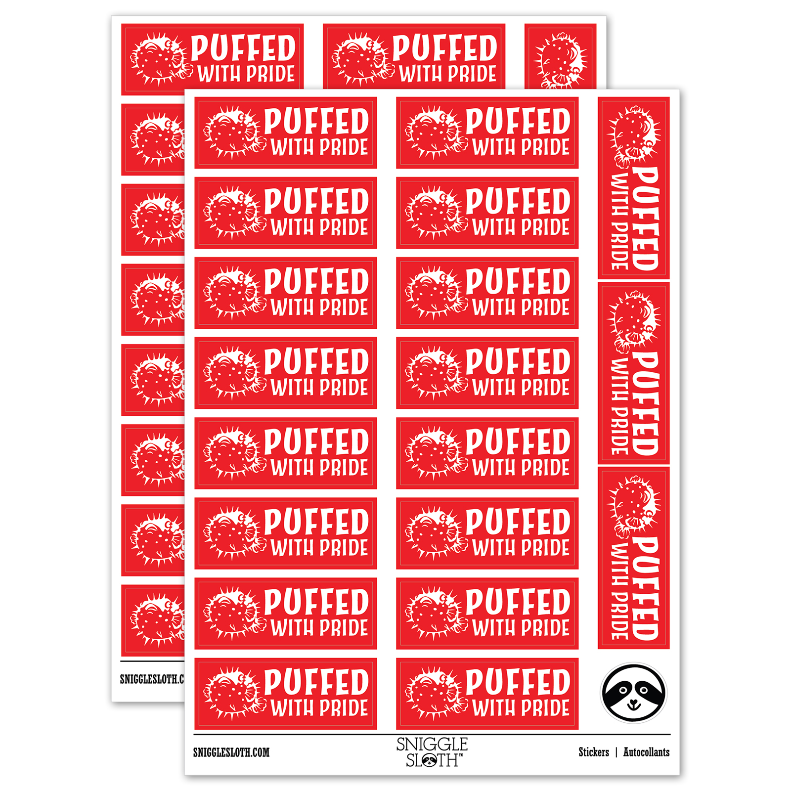 Puffed with Pride Pufferfish Teacher Student School Sticker Set Red