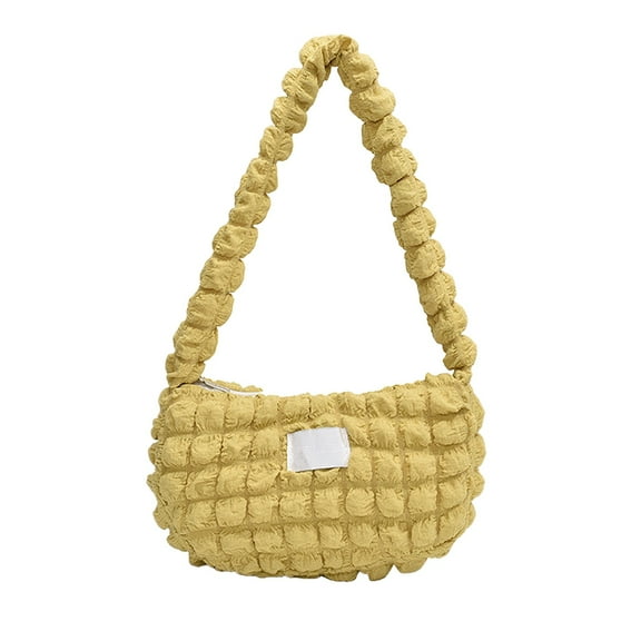 Puffer Bag,Tote Bag for Women,Soft Puffer Tote Bag Lightweight Designer Pleated Bags Handbag Puff Bags Tote Bag for Women Leather Tote Bag for Women(Yellow 9in)