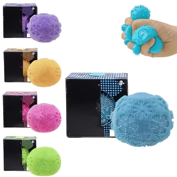 Puffer Balls 2.5 Inch Stress Stretchy Sensory Ball Spiky Stress Relief and Sensory Stimulation for Fun Fidget Anxiety Game Party Favors(Blue)