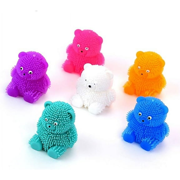 Puffer Bear Toys - Mini Bears Paffers Figures 1.75 Inch - Easter Egg Fillers - Gummy Bear 24 Pcs - Squeeze Toys for Party Favors, Goody Bags, Classroom Prizes & Treasure Box