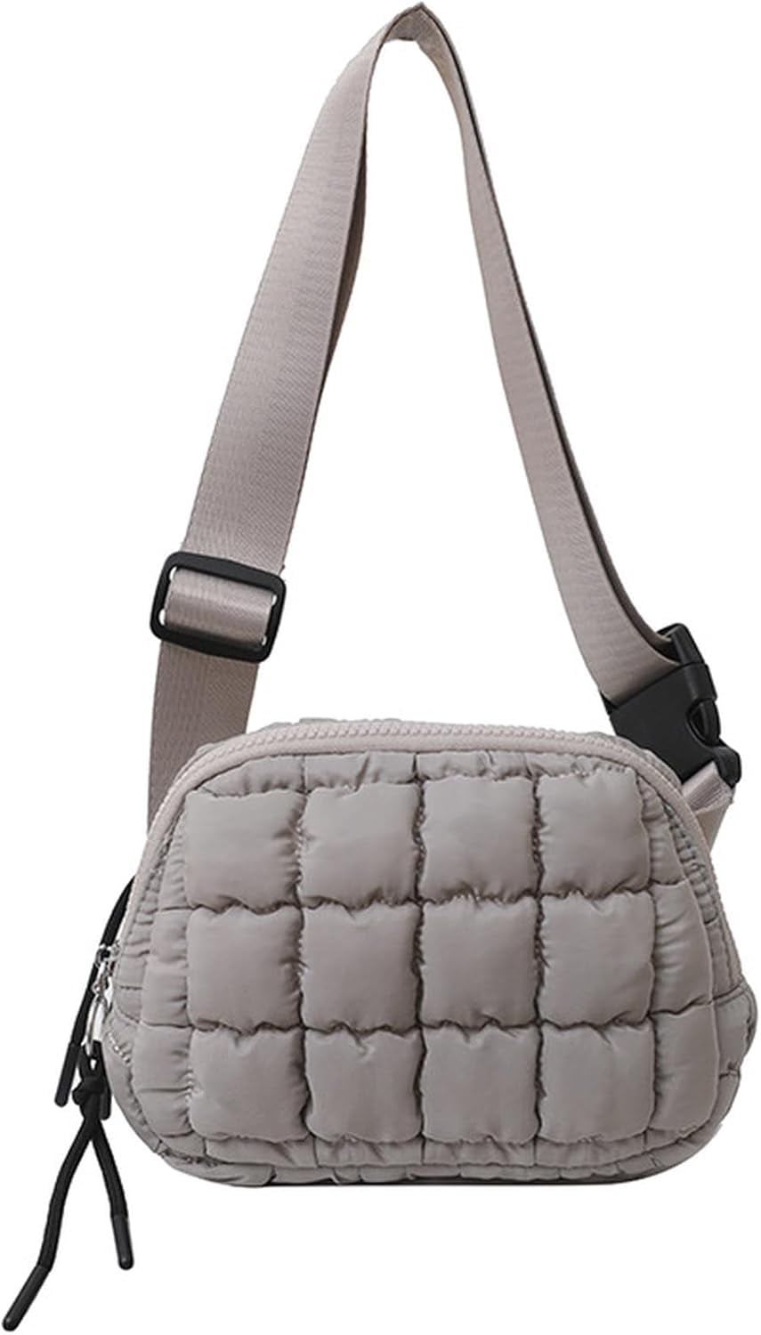 Puffer Belt Bag for Women Crossbody Purse Waist Packs Padded Cross Body Hobo Shoulder Travel Purse Cute Quilted Fanny Pack
