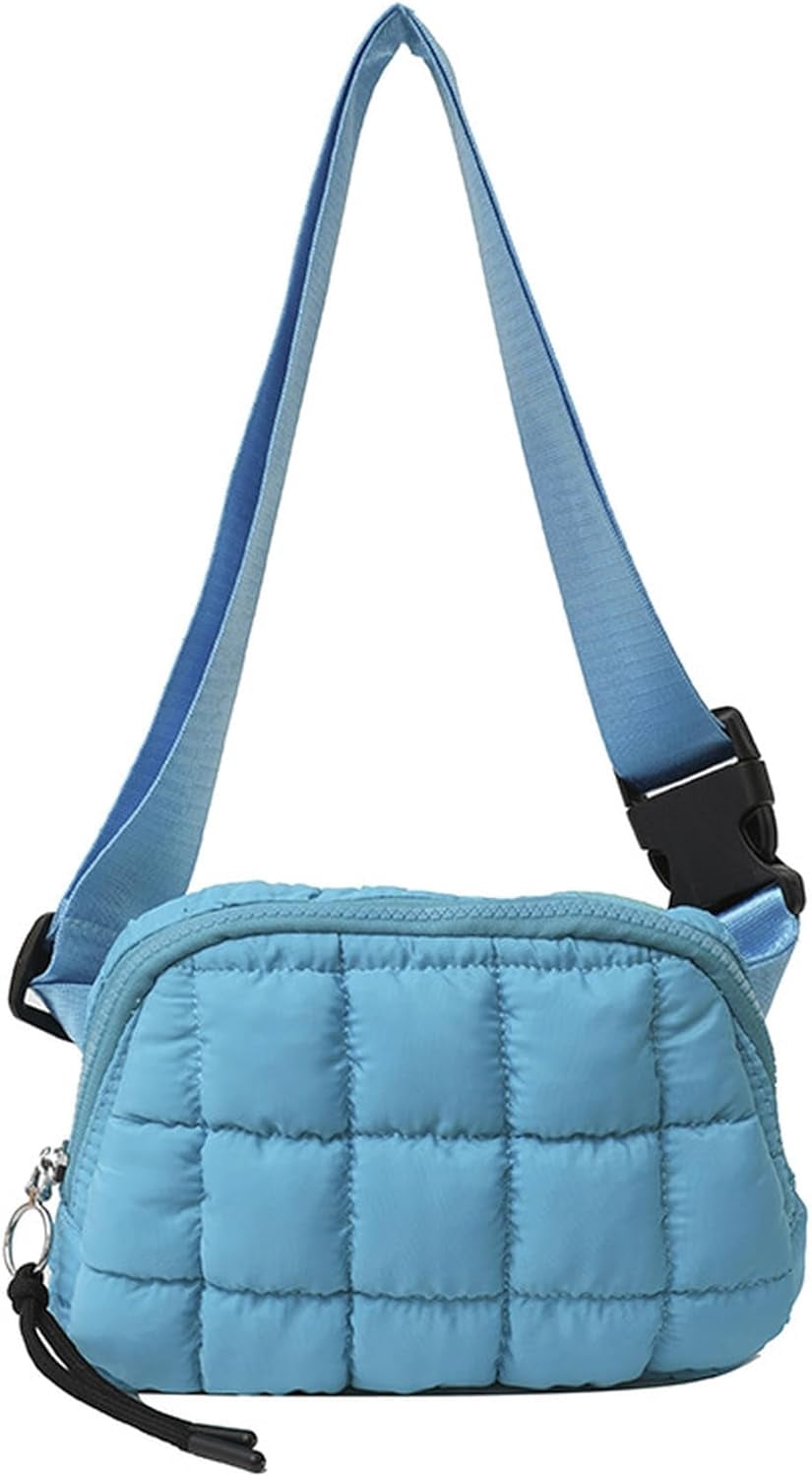 Puffer Belt Bag for Women Crossbody Purse Waist Packs Padded Cross Body Hobo Shoulder Travel Purse Cute Quilted Fanny Pack