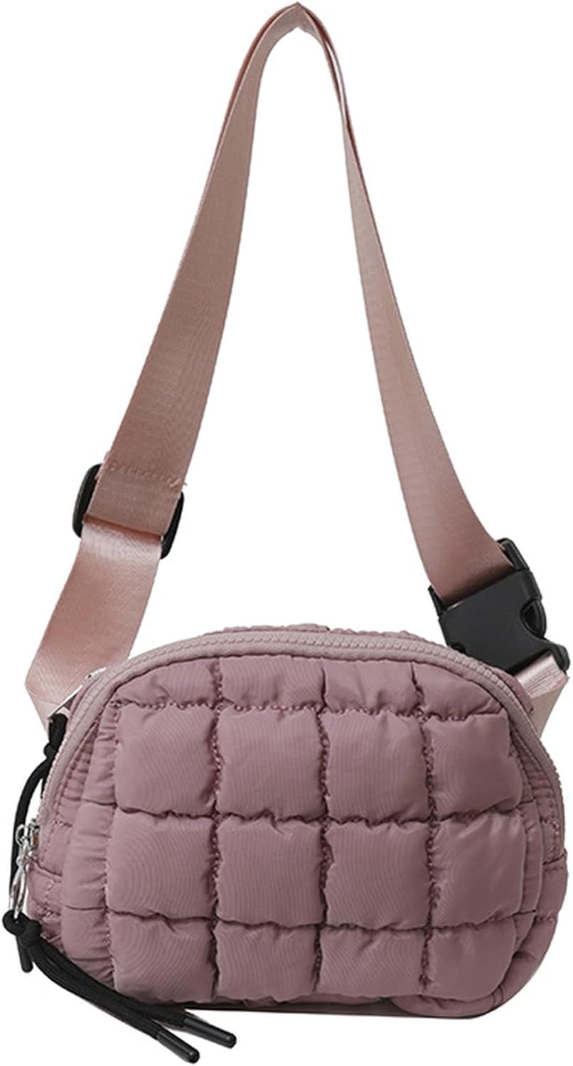 Puffer Belt Bag for Women Crossbody Purse Waist Packs Padded Cross Body Hobo Shoulder Travel Purse Cute Quilted Fanny Pack