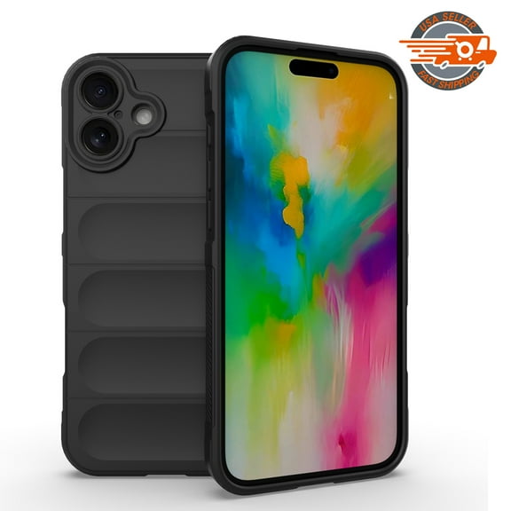 Puffer Case for iPhone 16 Trendy Comfort Plush Down Soft Touch Jacket 3D Protective Cover [High Protection Anti-Scratch Micro-Fiber Lining] (Black)