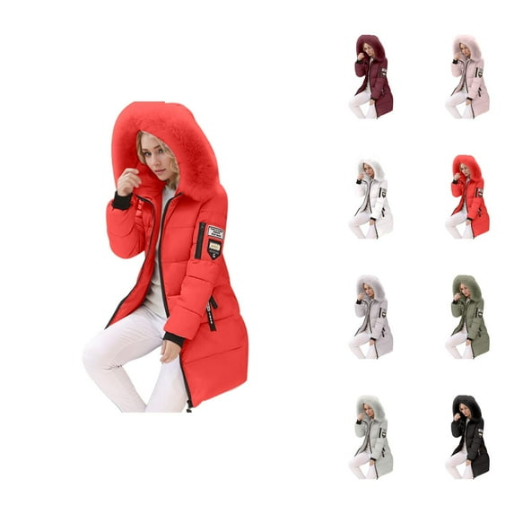 Puffer Coat Women 2026 Casual Long Sleeve Mid Length Slim Fit Thick Warm Full Zip Up Winter Coats with Pockets