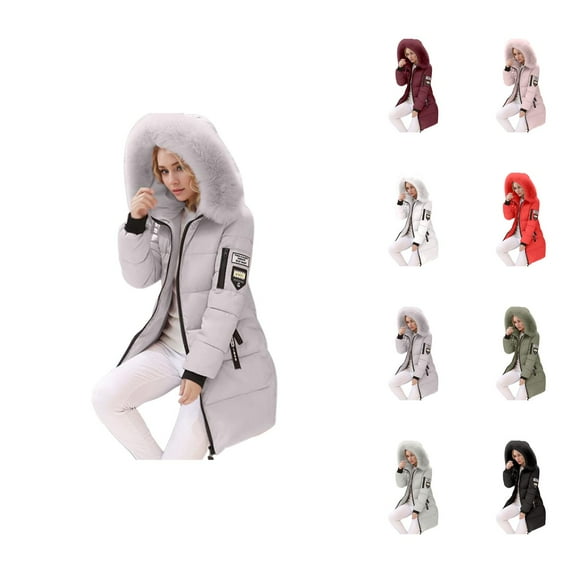 Puffer Coat Women 2026 Casual Long Sleeve Mid Length Slim Fit Thick Warm Full Zip Up Winter Coats with Pockets