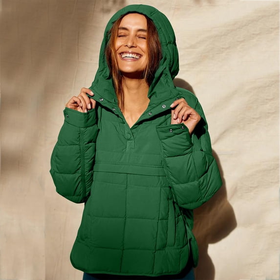 Puffer Coats for Women Winter Sale Clearance,Women's Oversized Pullover Puffer Jacket Long Sleeve Hooded Lightweight Warm Quilted Hoodies Coat