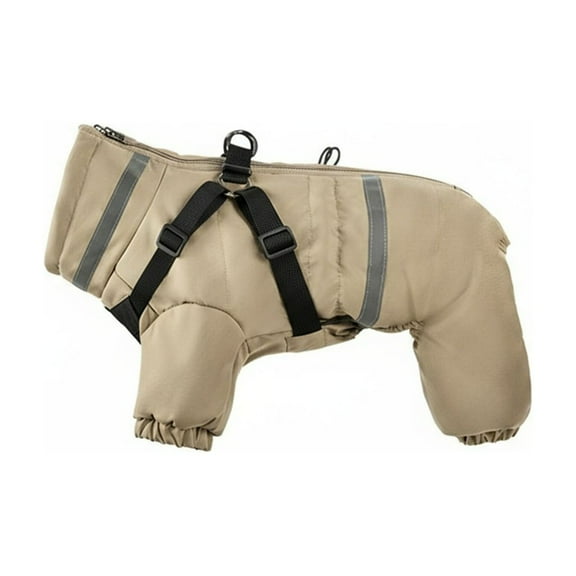 Puffer Dog Jacket with Harness, Reflective Winter Coat for Small Dogs, Windproof Onesie Body Warm Puppy Jacket for Cold Weather, Easy Zip Up & Adjustable Fit