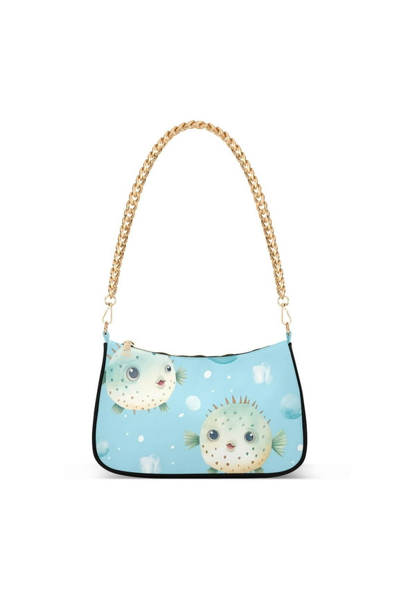 Puffer Fish BubblesWomen Small Shoulder Bag Crossbody Tote Hobo Bags Purse Clutch Handbags with Chain Strap for Women