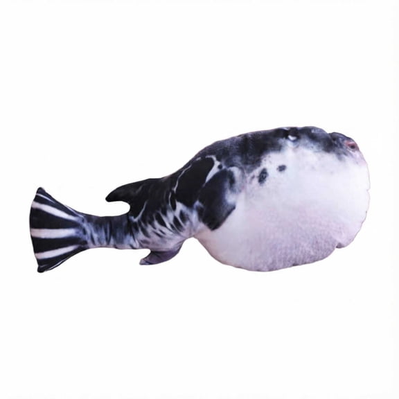 Puffer Fish Catnip Toy, Plush Bite and Chase Toy with Teaser Stick, Indoor Kitty Dental Grinding Toy for Stress Relief and Self Play