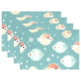 thumbnail image 1 of Puffer Fish Spots Green 12×18 inch Placemats Heat Resistant Washable Foldable Rectangular Placemats Set Decoration Indoor Outdoor for Kitchen Dining Table 4PCs, 1 of 8