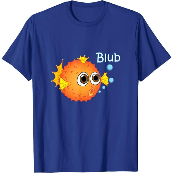 Puffer Fish Trendy Balloonfish Unisex T-Shirt for Men Women Kids,Royal Blue Color,Size 4T