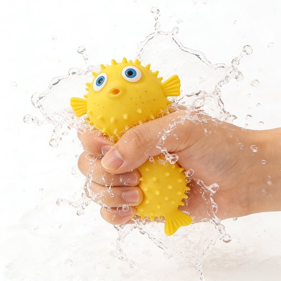Puffer Fish Water Toy,Soft Silicone Squeeze Activity Accessory,Water Absorbing And Spraying Play Feature,Portable Sensory Relaxation Toy,Pool Bath And Summer Entertainment
