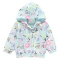 thumbnail image 1 of Puffer Jacket Girls Kids Windproof Print Hooded Long Sleeve Zipper Coat Windbreaker Girl Coats Light Blue 18 Months-24 Months, 1 of 5