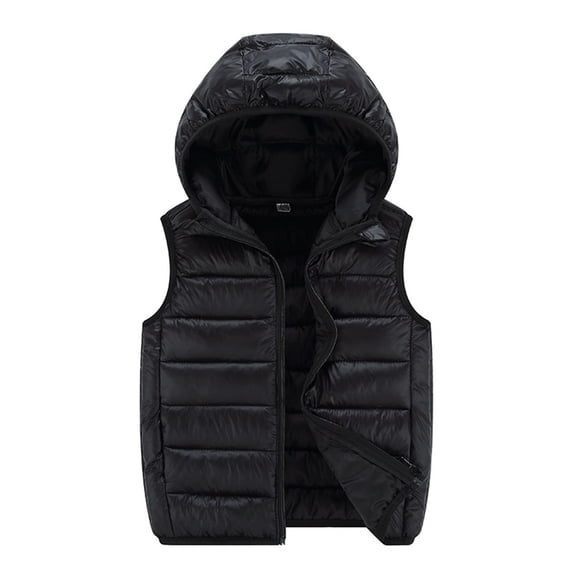 Puffer Jacket Kids 10-12 Child Kids Toddler Baby Boys Girls Sleeveless Winter Solid Coats Hooded Jacket Vest Outer Outwear Outfits Clothes Windproof Jacket Boys Z0B-Black, 4-5 Years