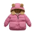 thumbnail image 1 of Puffer Jacket Kids Black Toddler Kids Baby Boys Girls Winter Warm Solid Coats Bear Ears Hooded Padded Jacket Outwear Windproof Jacket Boys Z0A-Pink, 3-4 Years, 1 of 4