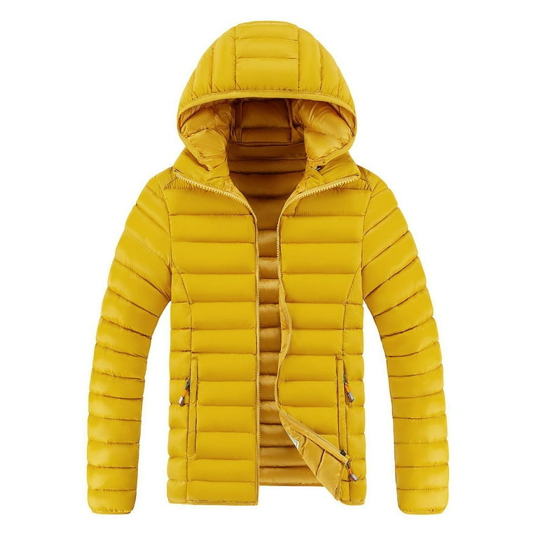 Plus size yellow puffer jacket sale