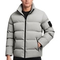 thumbnail image 1 of Puffer Jacket Men Fall Winter Stand Collar Zip Up Puffer Jacket Casual Down Jacket Solid Color Parka Padded Outwear Relaxed Fit Mens Jackets Light Gray XL, 1 of 4