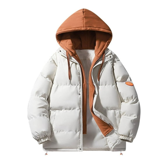 Puffer Jacket Men Heavyweight Hooded Puffer Jacket Zip Up Down Jacket Casual Baggy Down Outerwear Relaxed Fit Mens Winter Jackets Coffee XXL