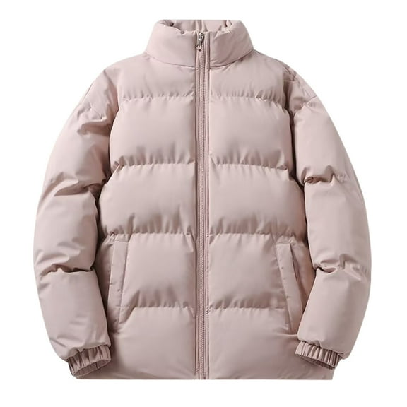 Puffer Jacket Men Large Size Zip Up Puffer Jacket Baggy Down Outerwear Stand Collar Thickened Down Jacket Loose Solid Color Plus Size Jackets Red XXL