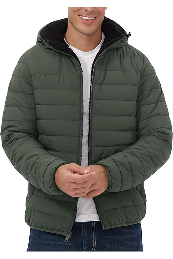 Puffer Jacket Men Pioneer Camp Sherpa Lined Water Resistant