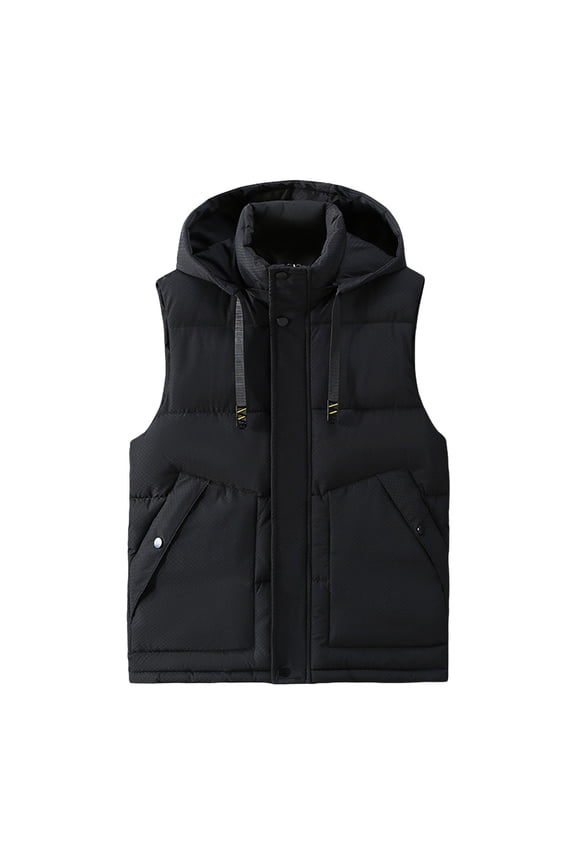 Puffer Jacket Men Sevevn Mens Warm Hooded Winter Vest Light Plus Size Work Waistcoat With Detachable Hood