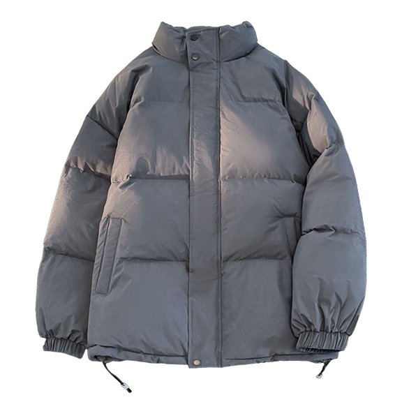 Puffer Jacket Men Thickened Stand Collar Puffer Jacket Solid Color Baggy Down Outerwear Zip Up Down Jacket Loose Mens Jackets Dark Gray M