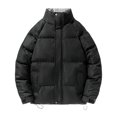 thumbnail image 1 of Puffer Jacket Men Winter Warm Down Jacket Zip Up Stand Collar Long Sleeve Puffer Jacket Thick Warm Parka Padded Outwear Loose Mens Winter Jackets Black L, 1 of 9