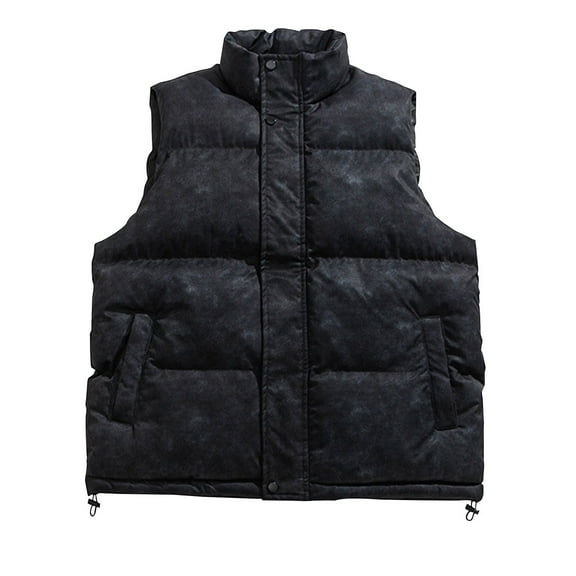 Puffer Jacket Men with Hood,Tie Dyed Quilted Lightweight Vest,Warm Puffy Cozy Winter Coats