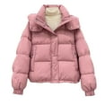 thumbnail image 1 of Puffer Jacket Sevevn Women's Winter Cropped Puffer Quilted Jacket Long Sleeve Zip Warm Short Coats Stand Collar Jacket with Pockets, 1 of 4