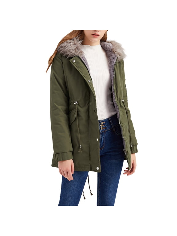Puffer Jacket Sevevn Women's Winter Thicken Hooded Sherpa Lined Parka Military Anorak Jacket Warm Short Cotton Coats for Women