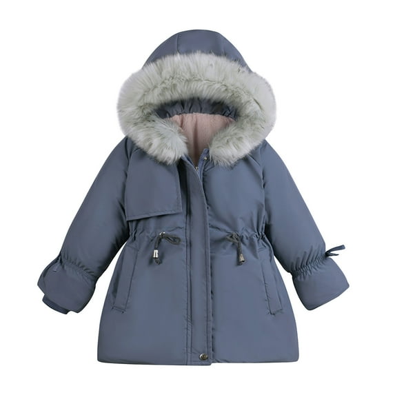 LLYwey Coats for Baby Girls Toddler Baby Girls Cute Fashion Solid Color Winter Hoodie Keep Warm Cotton Clothes Thick Coat New Long Sleeve Hoodies Casual Jackets Outwear Sky Blue 5-6T