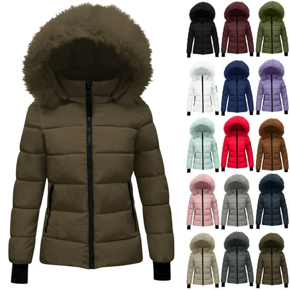 Puffer Jacket Winter Coats for Women Recycled Insulated Puffer Jacket Windproof Winter Padded Hooded Parka Coat Outdoor Skiing Snowboarding Coat