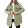 thumbnail image 1 of Puffer Jacket Women Warm Solid Hoodless Jacket Winter Parkas Outwear Button Long Sleeved Cotton Jackets, 1 of 6