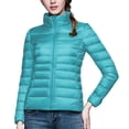 thumbnail image 1 of Puffer Jacket Womens Casual Lightweight Quilted Down Stand Collar Packable Solid Color Puffy Coats Outwear, 1 of 7