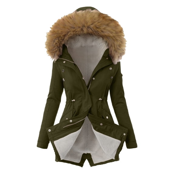 Puffer Jacket Womens Women Plus Size Padded Coat Lapel Thicken Coat Warm Hooded Winter Coats Women Army Green S