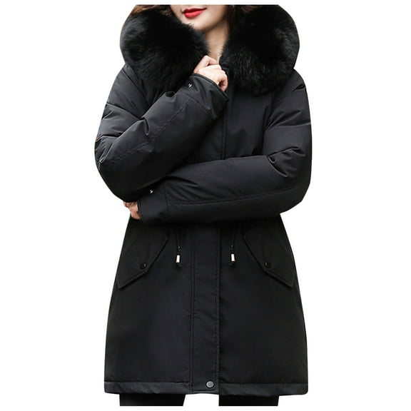 Puffer Jacket Womens Womens Padded Jacket Winter Loose Fashion Thickened Windproof Women's Winter Coats Black L