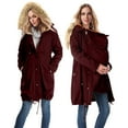 thumbnail image 1 of Puffer Jacket Womens, Yigetop Maternity Winter Coat Thicken Quilted Lined Warm Hooded Outwear Thickened Puffy Parka with Hood Winter Jackets for Women Wine M, 1 of 9