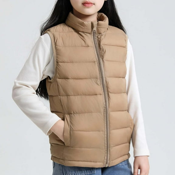Puffer Jacket for Boys Quilted Puffer Vest Kids Winter Outwear (Coffee 3-4 Years)