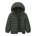 thumbnail image 1 of Puffer Jacket for Boys Zip Up Hooded Soild Color Print Padded Girls Coats with Pockets(9 Years 160,Dark Gray), 1 of 3