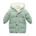 thumbnail image 1 of Puffer Jacket for Kids Hooded Zip Up Thermal-Lined Soild Color Print Padded Boys Coats with Pockets(12 Months 90,Light Green), 1 of 4