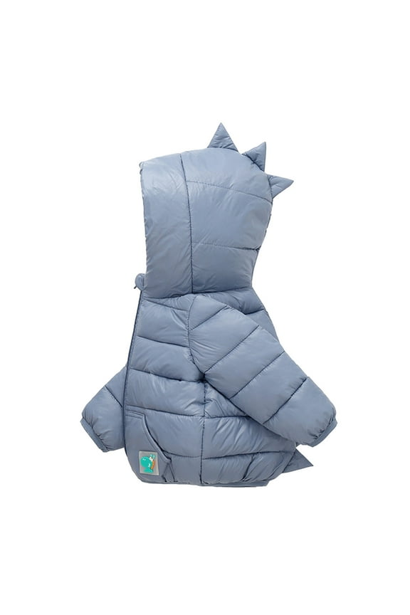 Puffer Jacket for Toddler Dinosaur Style Soild Color Logo Print Padded Kids Down Coats with Pockets(12 Months 90,C)