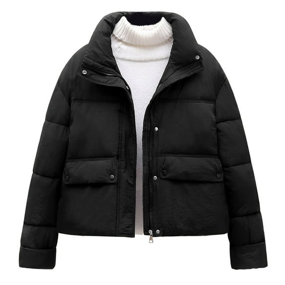 Puffer Jacket for Women Color Block Winter Warm Short Coat Quilted Zip Up Outerwear Lightweight Down Coats