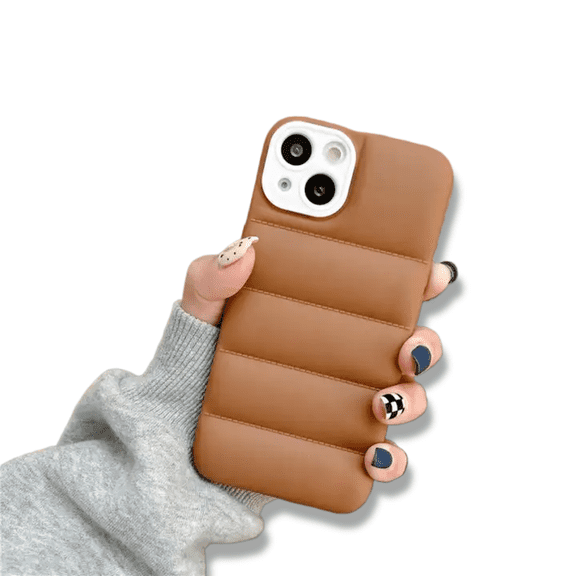 Puffer Jacket iPhone Case for iPhone 14 and iPhone 13 Pro, Pro Max, Plus (Brown, iPhone 14)