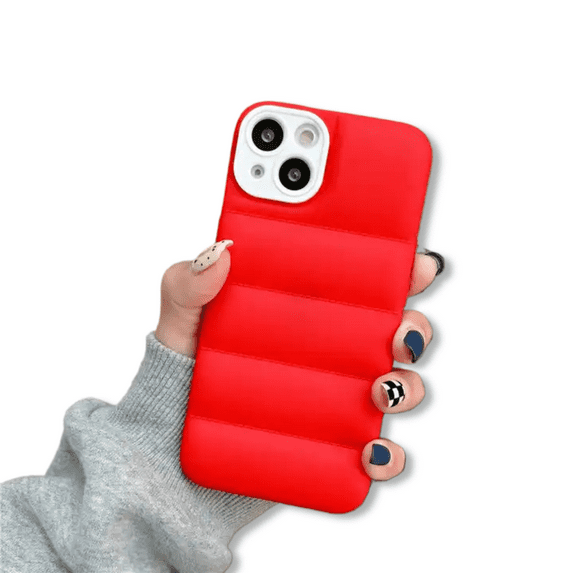 Puffer Jacket iPhone Case for iPhone 14 and iPhone 13 Pro, Pro Max, Plus (Red, iPhone 14)