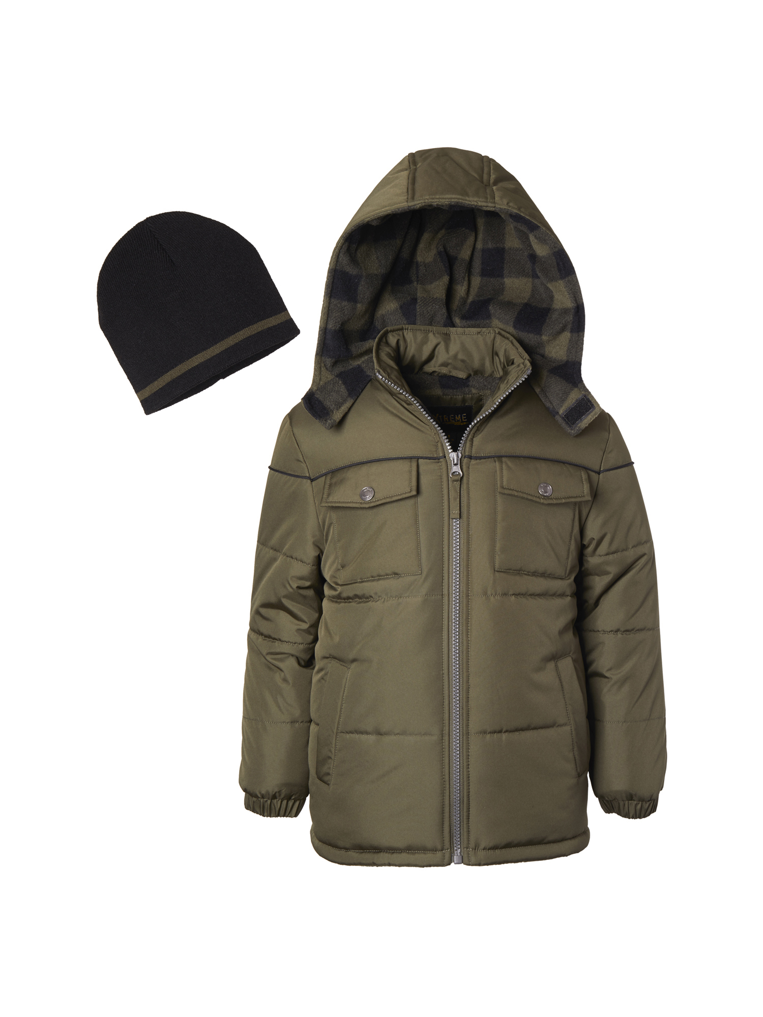 Puffer Jacket with Buffalo Check Hood - Free Gift with Purchase (Little Boys & Big Boys) - image 1 of 2